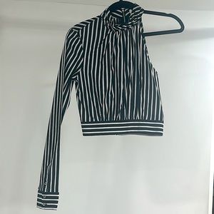 Pinstripe black and white one sleeve top